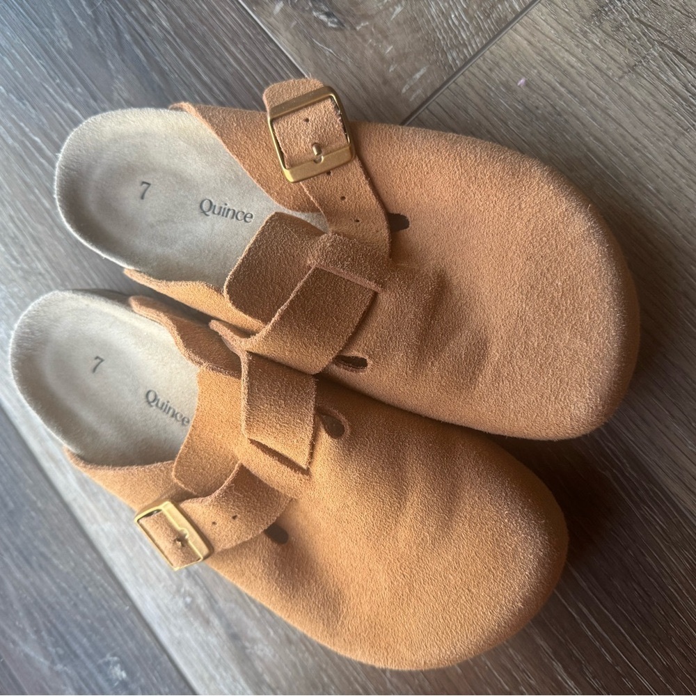 Quince Tan Suede Clog Mules